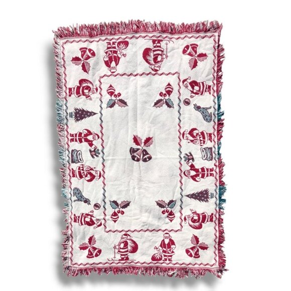 Vintage Santa Claus Christmas Tapestry Throw Blanket Reversible Holiday Decor - Picture 1 of 6